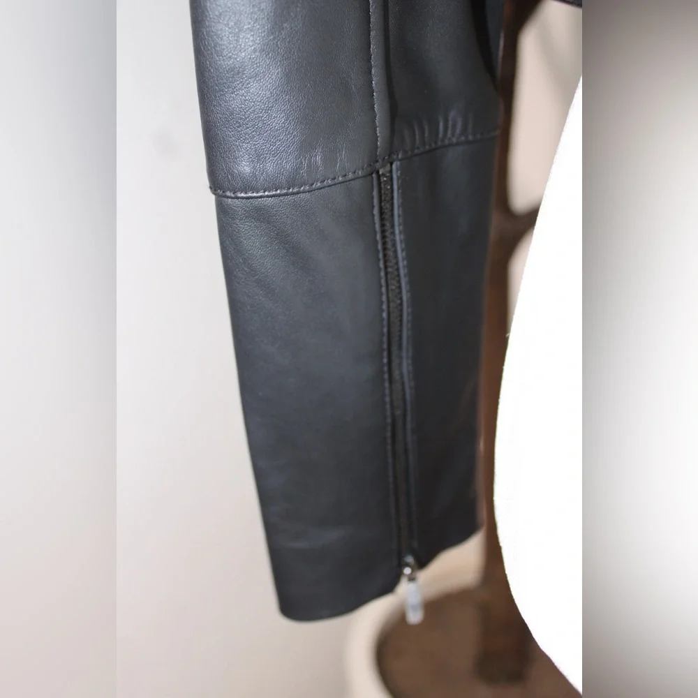 Ted Baker Black Yaswin 100% Ovine Leather Biker Jacket - Picture 11 of 17